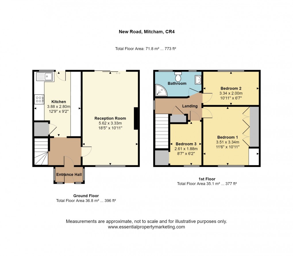 Floorplan for New Road, Mitcham, Surrey