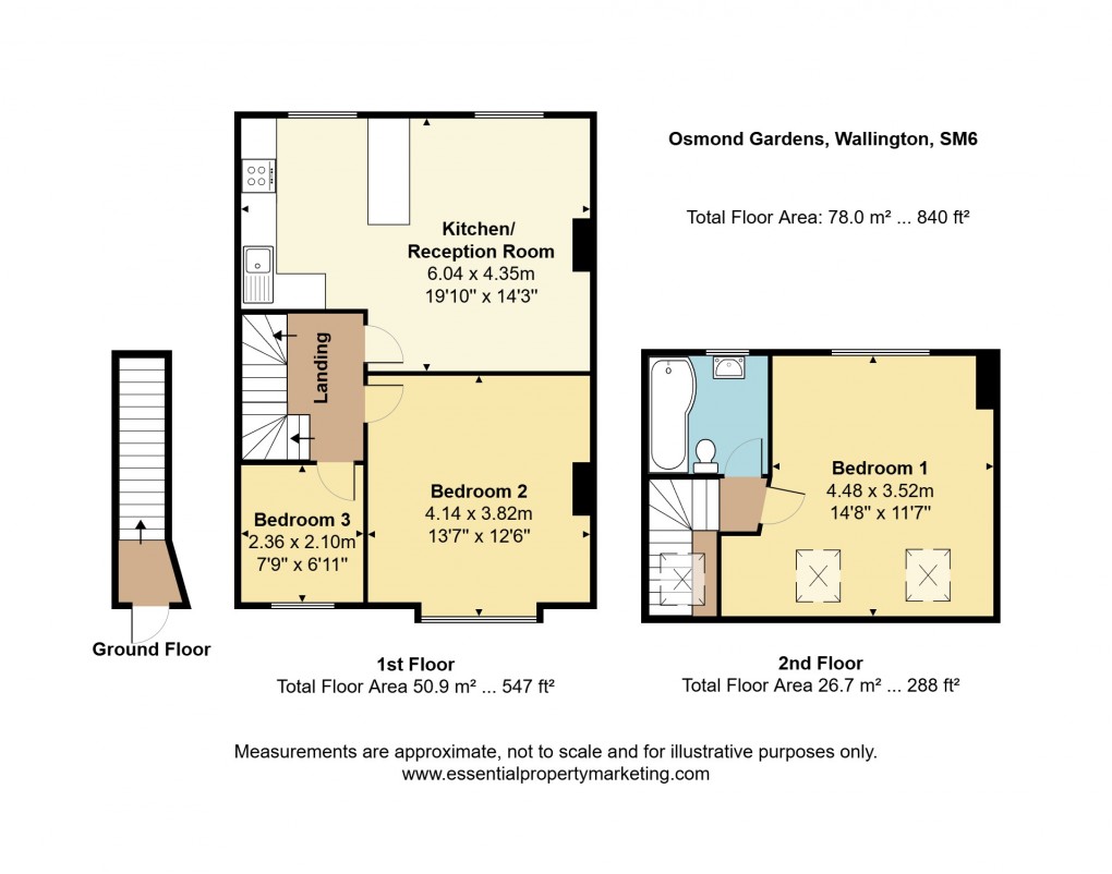 Floorplan for Osmond Gardens, Wallington, Surrey
