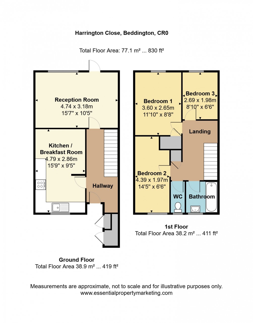 Floorplan for Harrington Close, Croydon, Surrey
